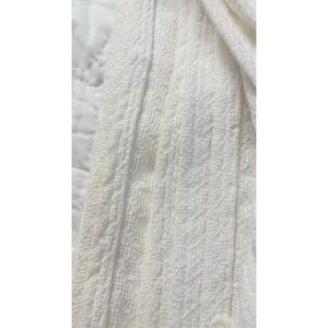 Vintage Fieldcrest Royal Velvet White Woven Cotton Full Queen Blanket Made USA